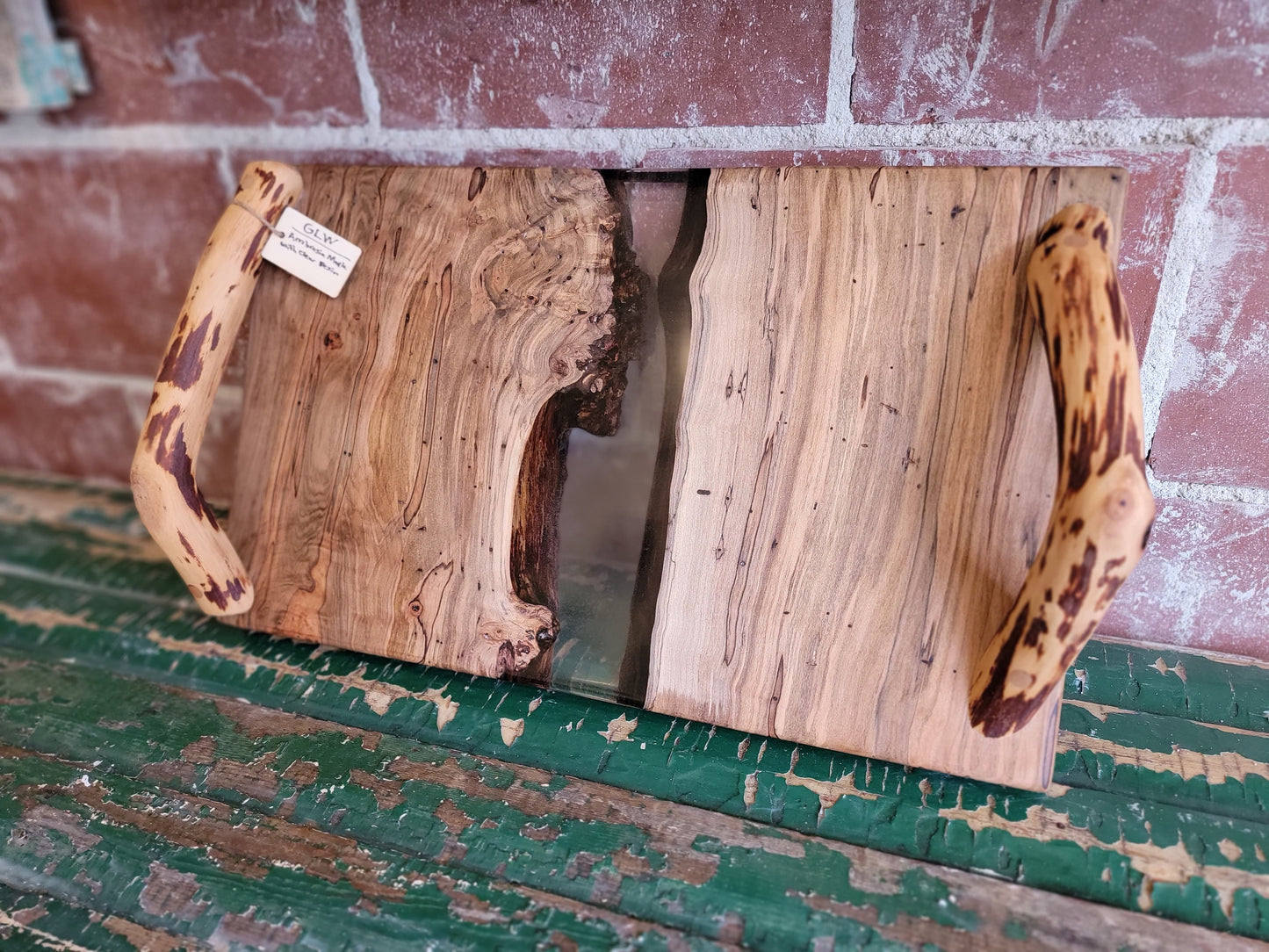 Ambrosia maple and resin charcuterie board with clear resin (version 2)