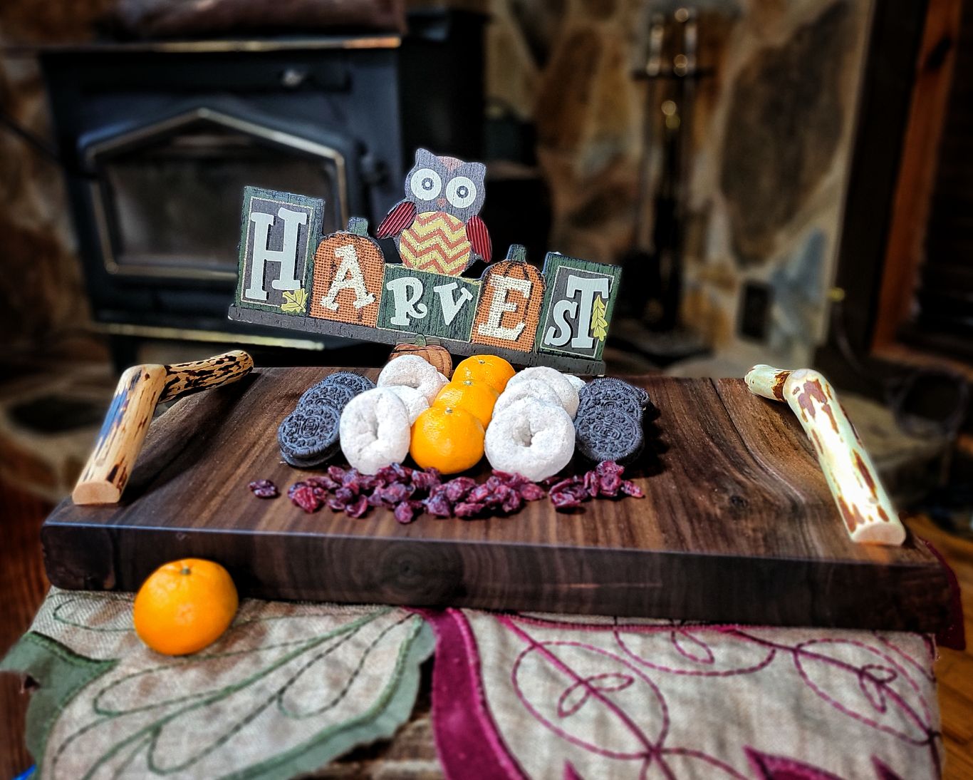 Walnut charcuterie board with mountain laurel handles #3