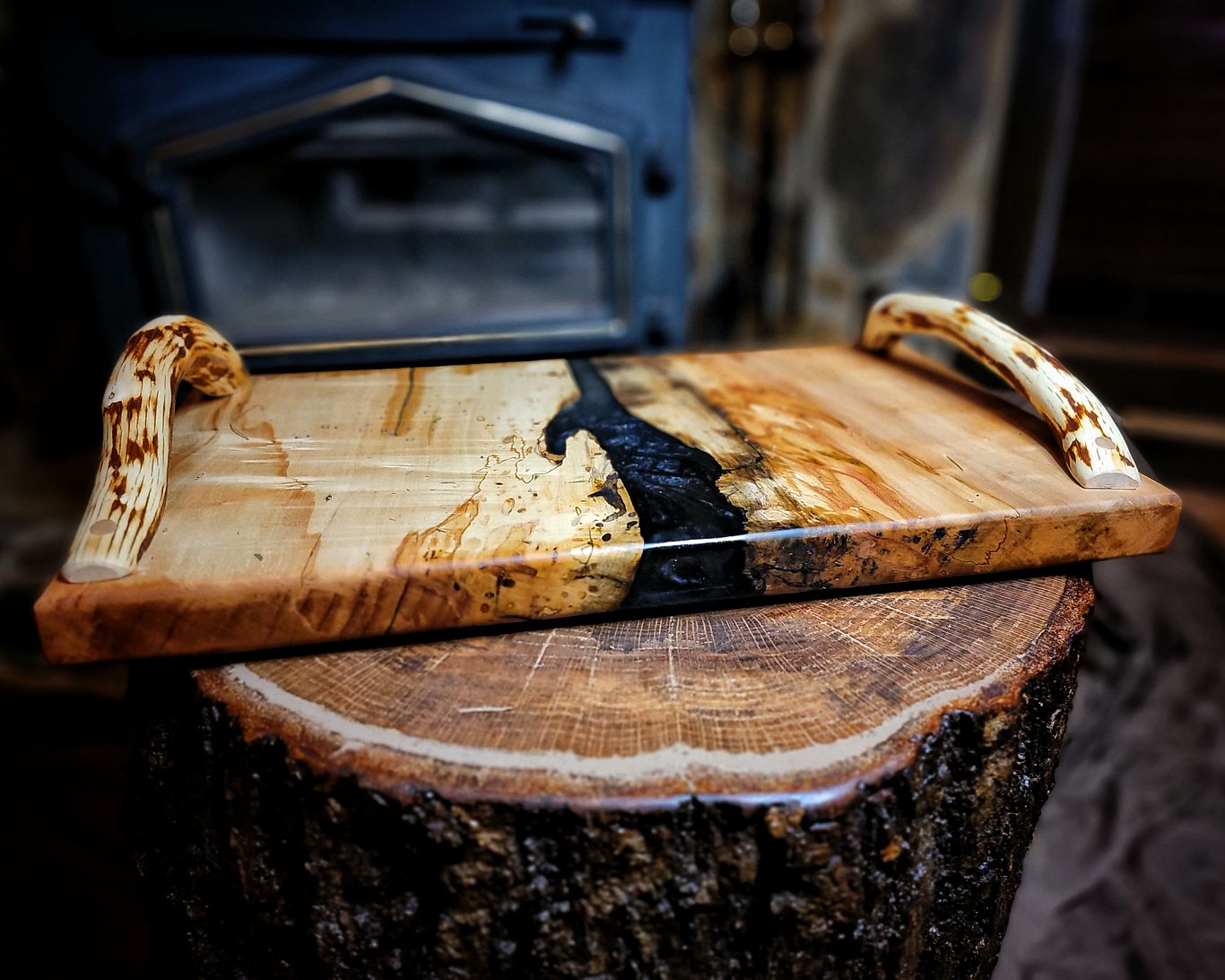 Maple Charcuterie Board with Mountain Laurel Handles
