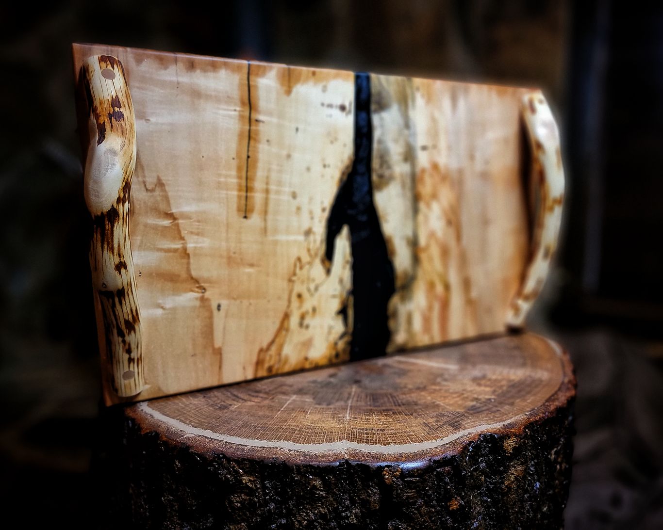 Maple Charcuterie Board with Mountain Laurel Handles
