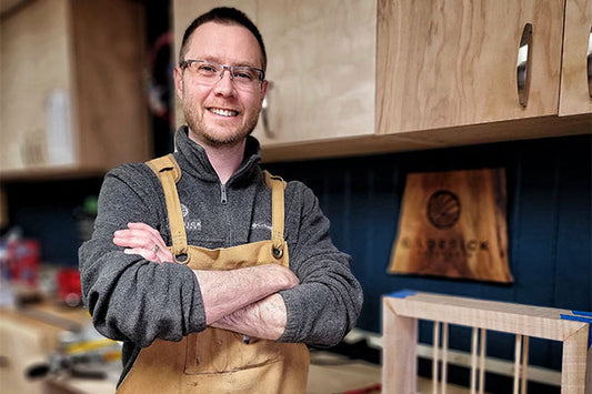 Greg Loebick of G. Loebick Woodworks in his new shop