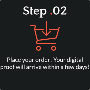 How it works step 2. Place your order! Your digital proof will arrive within a few days!