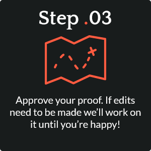 How it works step 3. Approve your proof. If edits need to be made we'll work on it until you're happy!