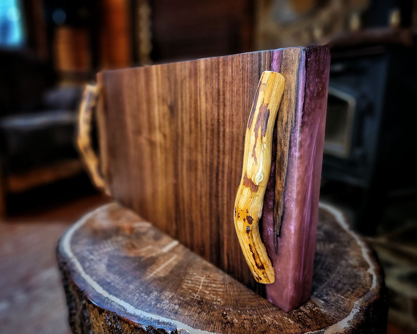 Walnut Charcuterie Board with Mountain Laurel Handles