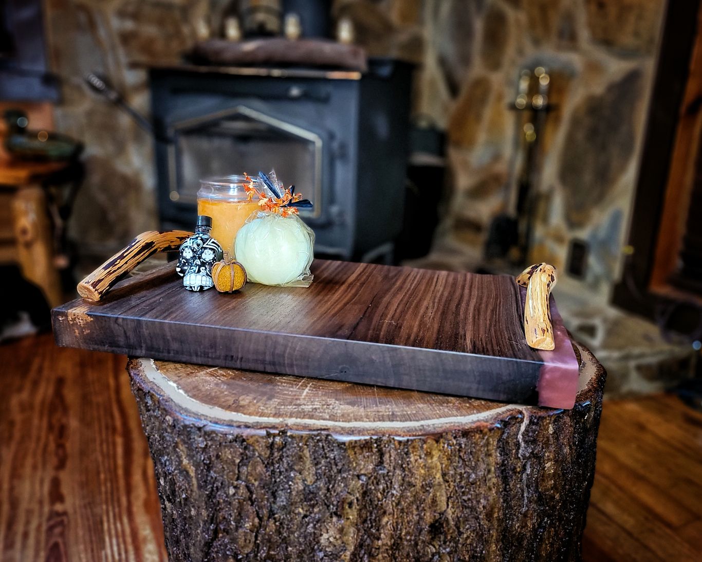 Walnut Charcuterie Board with Mountain Laurel Handles